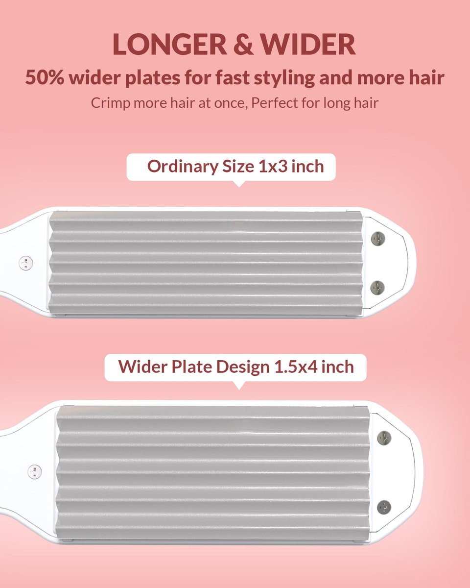 Dmriektu Hair Crimper for Women - Ceramic Crimping Iron for Volumizing Fluffy Hairstyles, Adjustable Temperature, Dual Voltage, Auto Off Avelisse