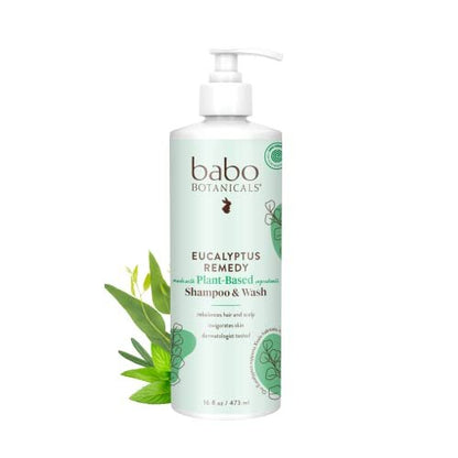 Babo Botanicals Eucalyptus Remedy Shampoo & Wash - Invigorating Eucalyptus & Rosemary Essential Oils - EWG Verified - Vegan & Cruelty Free - 16 Fl Oz Avelisse