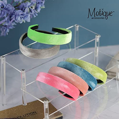 Motique Accessories 1 Inch Light Grey Velvet Headband for Women and Girls - Soft & Comfortable Hairband