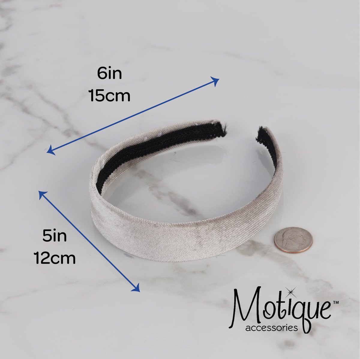 Motique Accessories 1 Inch Light Grey Velvet Headband for Women and Girls - Soft & Comfortable Hairband - görsel 9