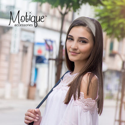 Motique Accessories 1 Inch Light Grey Velvet Headband for Women and Girls - Soft & Comfortable Hairband