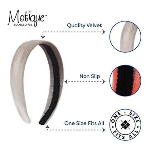 Motique Accessories 1 Inch Light Grey Velvet Headband for Women and Girls - Soft & Comfortable Hairband - görsel 8