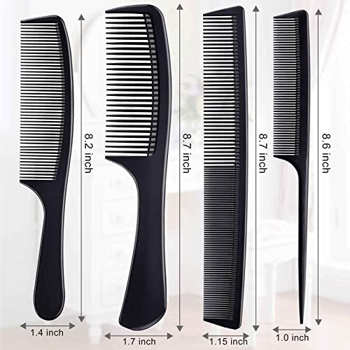 Premium Black Carbon Fiber Hair Comb Set - 4 Pieces for Teasing, Parting & Styling, Fine & Wide Tooth, Professional & Home Use for All Hair Types - görsel 14
