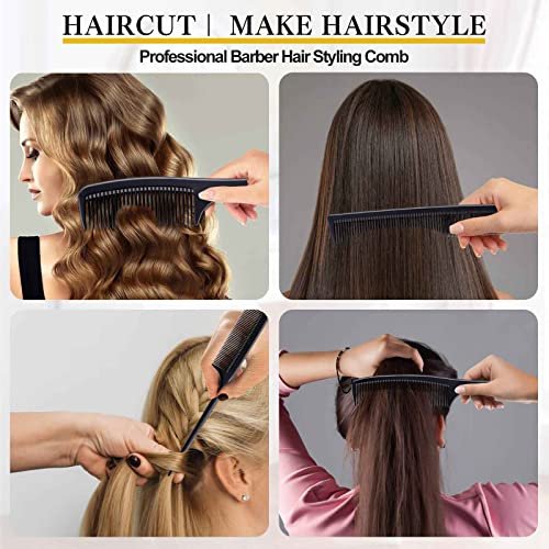 Premium Black Carbon Fiber Hair Comb Set - 4 Pieces for Teasing, Parting & Styling, Fine & Wide Tooth, Professional & Home Use for All Hair Types - görsel 12