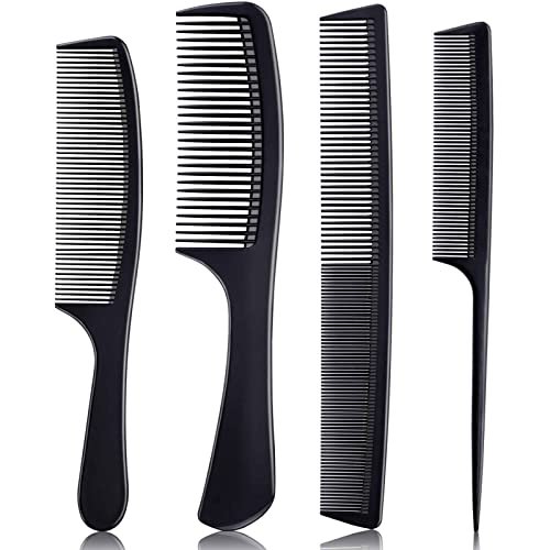 Premium Black Carbon Fiber Hair Comb Set - 4 Pieces for Teasing, Parting & Styling, Fine & Wide Tooth, Professional & Home Use for All Hair Types - görsel 2