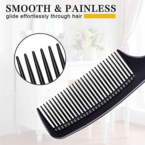 Premium Black Carbon Fiber Hair Comb Set - 4 Pieces for Teasing, Parting & Styling, Fine & Wide Tooth, Professional & Home Use for All Hair Types - görsel 4
