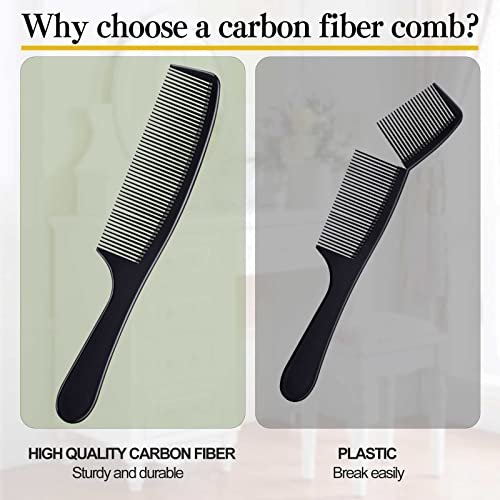 Premium Black Carbon Fiber Hair Comb Set - 4 Pieces for Teasing, Parting & Styling, Fine & Wide Tooth, Professional & Home Use for All Hair Types - görsel 8