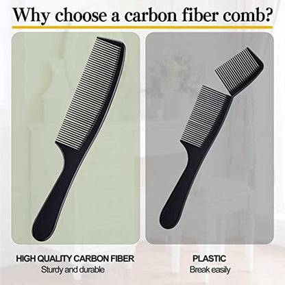 Premium Black Carbon Fiber Hair Comb Set - 4 Pieces for Teasing, Parting & Styling, Fine & Wide Tooth, Professional & Home Use for All Hair Types