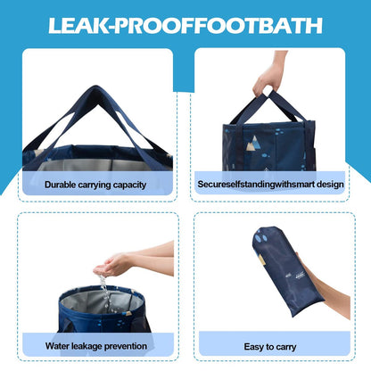 ABSOK Multifunctional Collapsible Bucket for Soaking Feet, Portable Foot Bath Bag, Large Dark Blue Avelisse