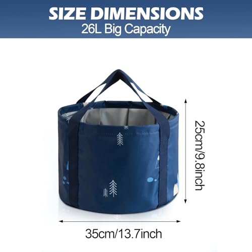 ABSOK Multifunctional Collapsible Bucket for Soaking Feet, Portable Foot Bath Bag, Large Dark Blue Avelisse