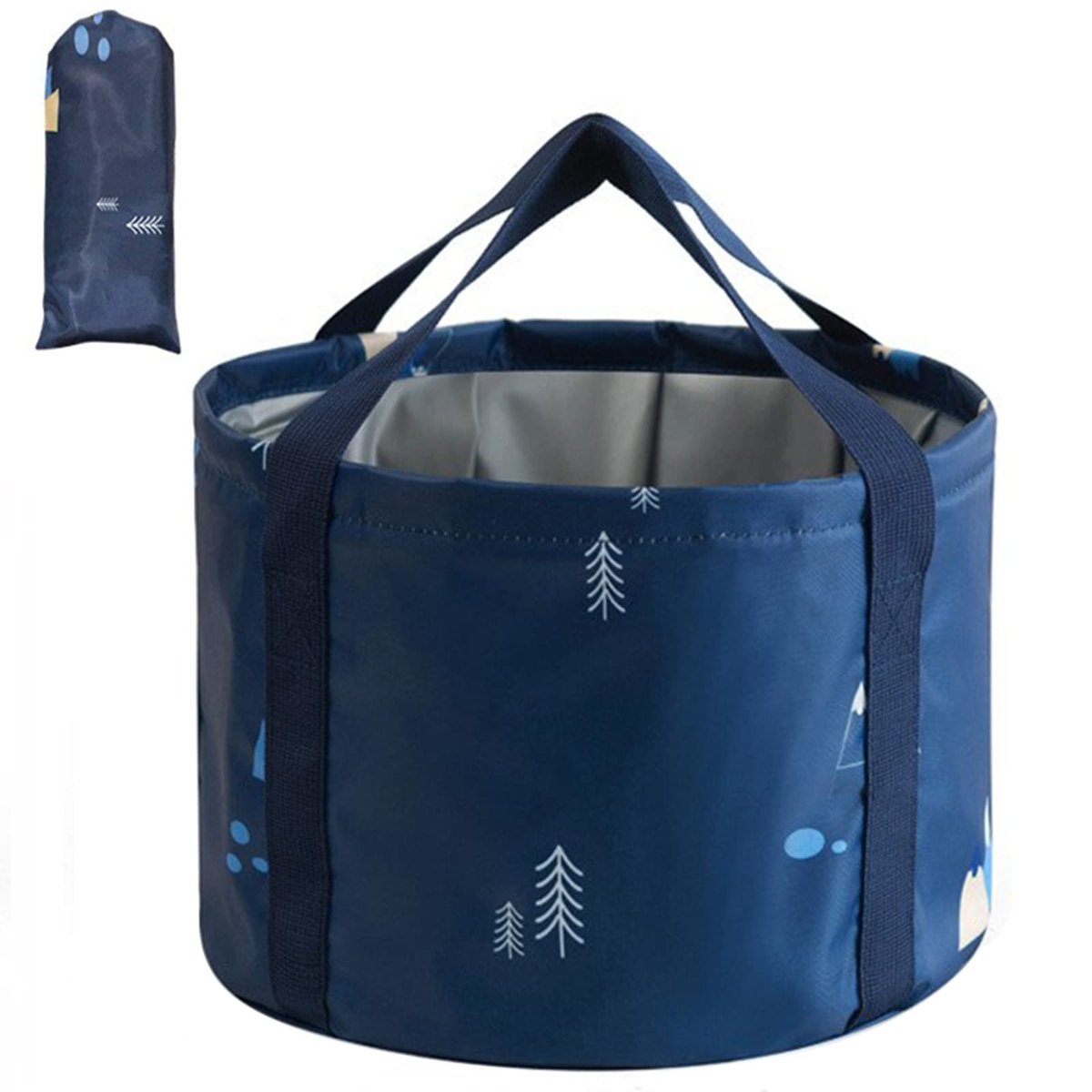 ABSOK Multifunctional Collapsible Bucket for Soaking Feet, Portable Foot Bath Bag, Large Dark Blue Avelisse