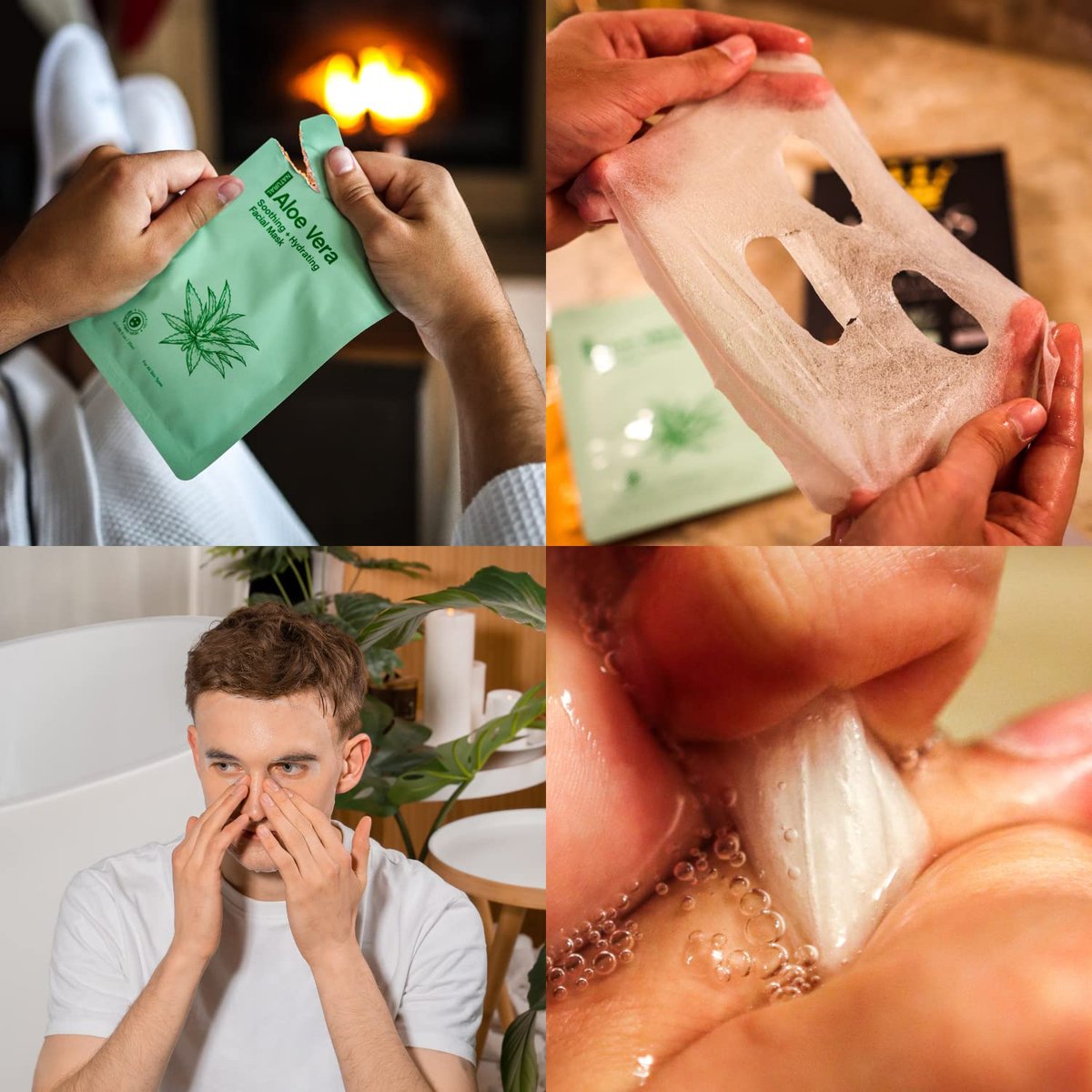 Kings Care Mens Face Mask Skin Care Kit (6 Pack) - Turmeric Anti-Acne, Aloe Vera Soothing & 2% BHA Salicylic Acid Sheet Mask - Hydrating, Brightening & Pore Refining for Men Avelisse