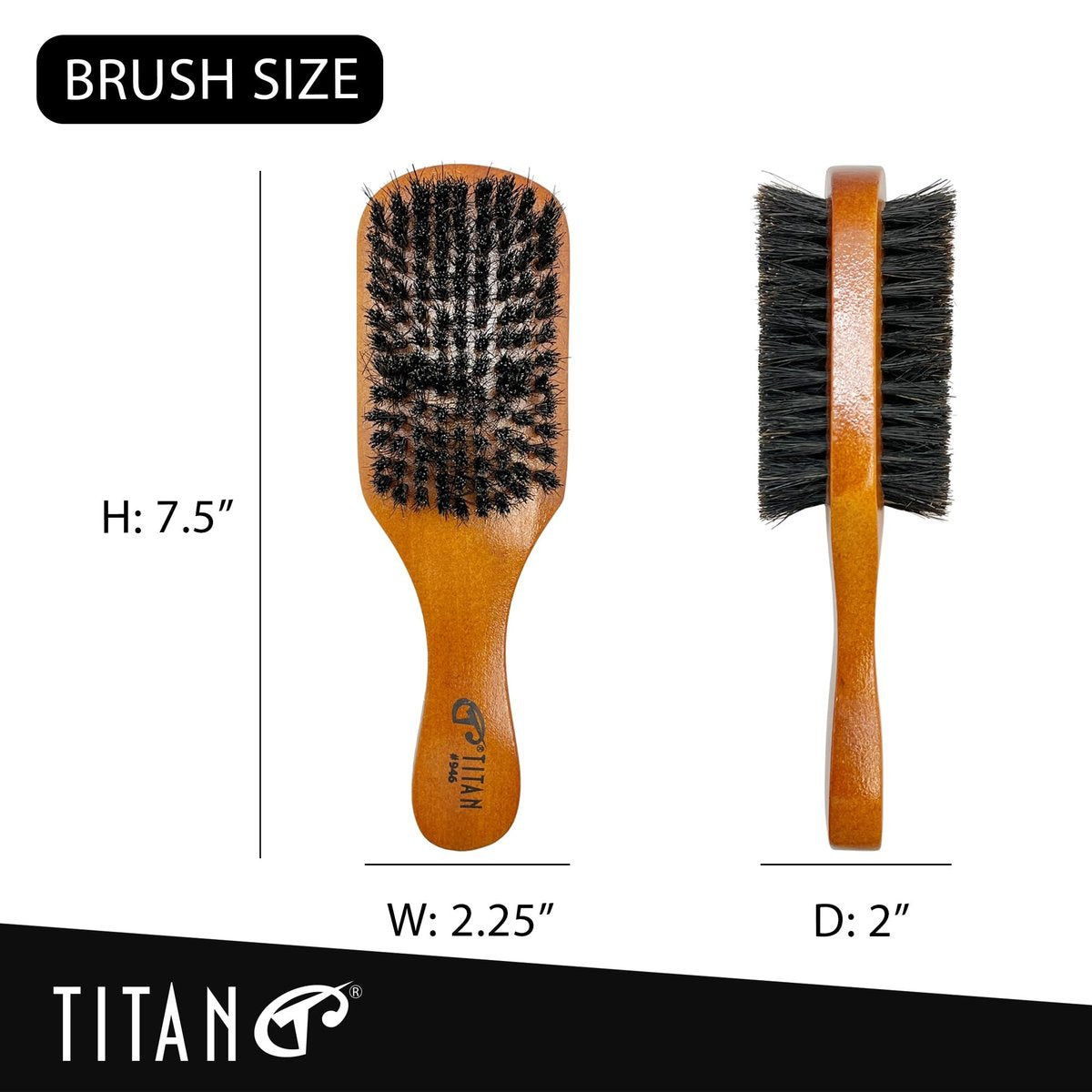 TITAN Double Sided Boar Bristle Brush – 100% Natural Firm & Soft Bristles with Wooden Handle – 2-in-1 Hair Brush for Waves, Fades, and Slick Back Styling – Durable Wood Design for Men and Women - görsel 7