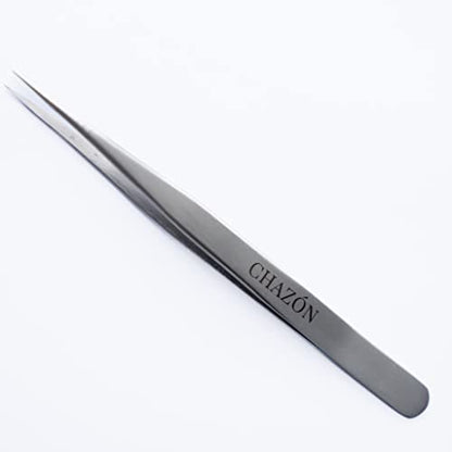 CHAZON Stainless Steel Straight Point Tweezers – Precision Eyebrow & Ingrown Hair Tweezers Avelisse