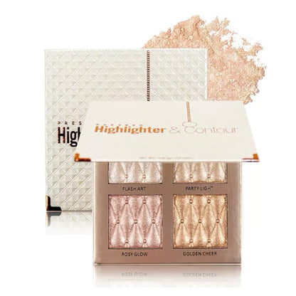 UOCK 4-Color Highlighter Makeup Palette - Shimmer Bronze Contour Shadow Illumination Highlight Eyeshadow Palette