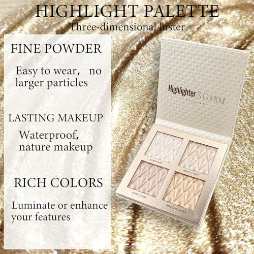 UOCK 4-Color Highlighter Makeup Palette - Shimmer Bronze Contour Shadow Illumination Highlight Eyeshadow Palette - görsel 10