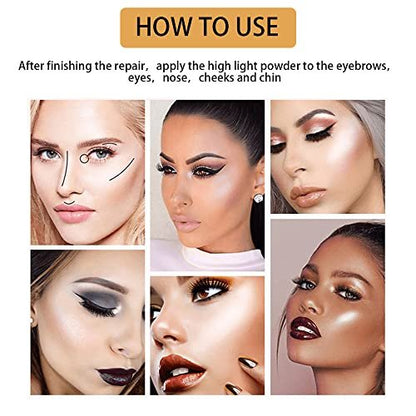 UOCK 4-Color Highlighter Makeup Palette - Shimmer Bronze Contour Shadow Illumination Highlight Eyeshadow Palette