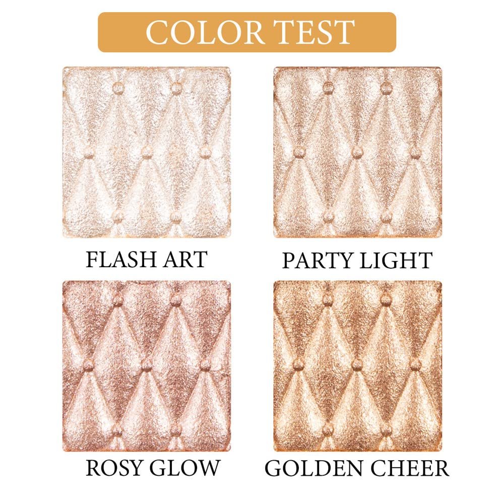 UOCK 4-Color Highlighter Makeup Palette - Shimmer Bronze Contour Shadow Illumination Highlight Eyeshadow Palette - görsel 3