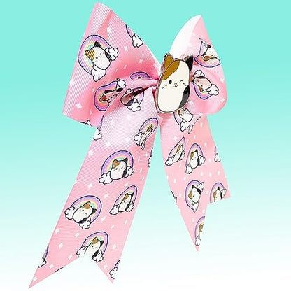 LUV HER Cute Squishmallows Hair Bows for Girls – Large Printed Hair Bow with Charm, Alligator Clip, Birthday Gift for Ages 8+