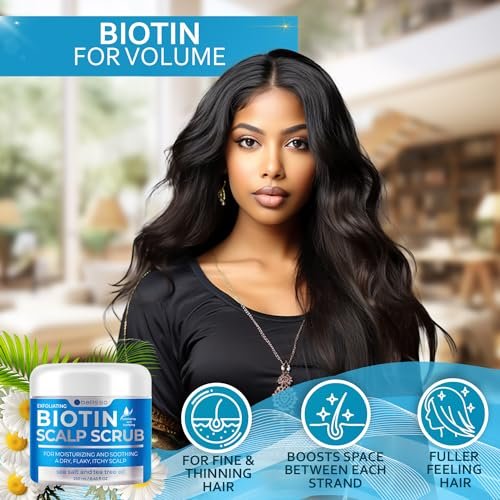 Biotin Scalp Scrub - Exfoliating Treatment for Dry, Itchy, Flaky Scalp - Intense Moisturizer & Detox Cleanser with Tea Tree Oil - Anti-Dandruff Mask for Women and Men - görsel 5