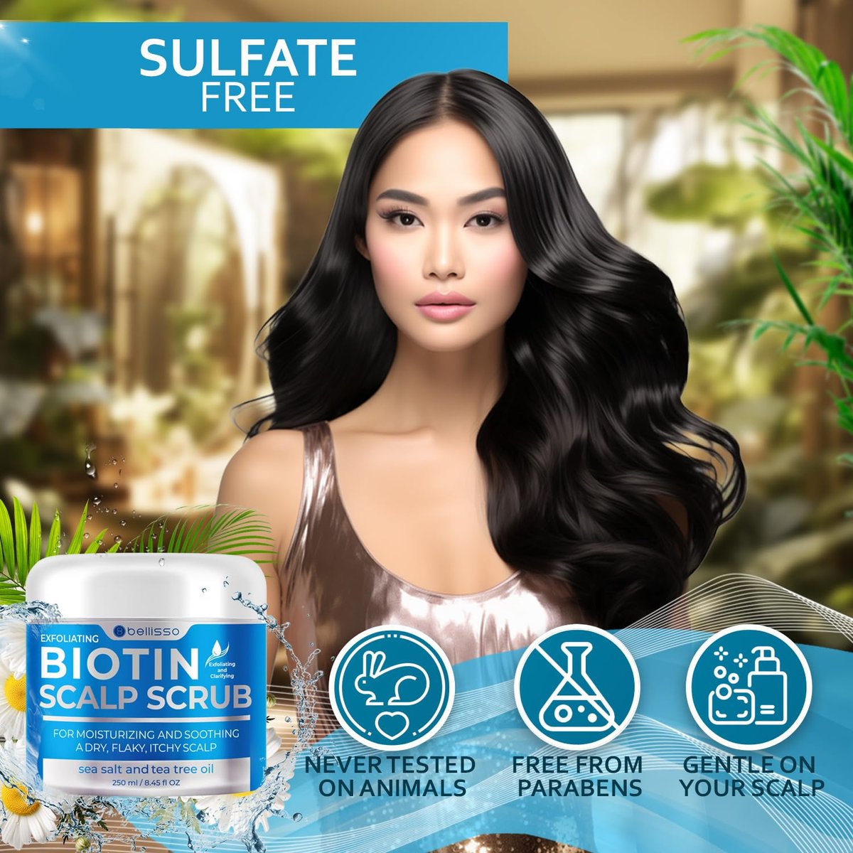 Biotin Scalp Scrub - Exfoliating Treatment for Dry, Itchy, Flaky Scalp - Intense Moisturizer & Detox Cleanser with Tea Tree Oil - Anti-Dandruff Mask for Women and Men - görsel 10