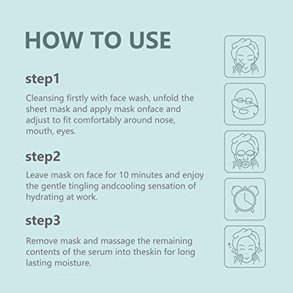 YAFUSIPE Acne Facial Mask with Salicylic Acid - 10 Sheets, Hydrating Moisturizing Sheet Mask for Acne Prone Skin, Oil Control, Redness, Scar & Breakout Care