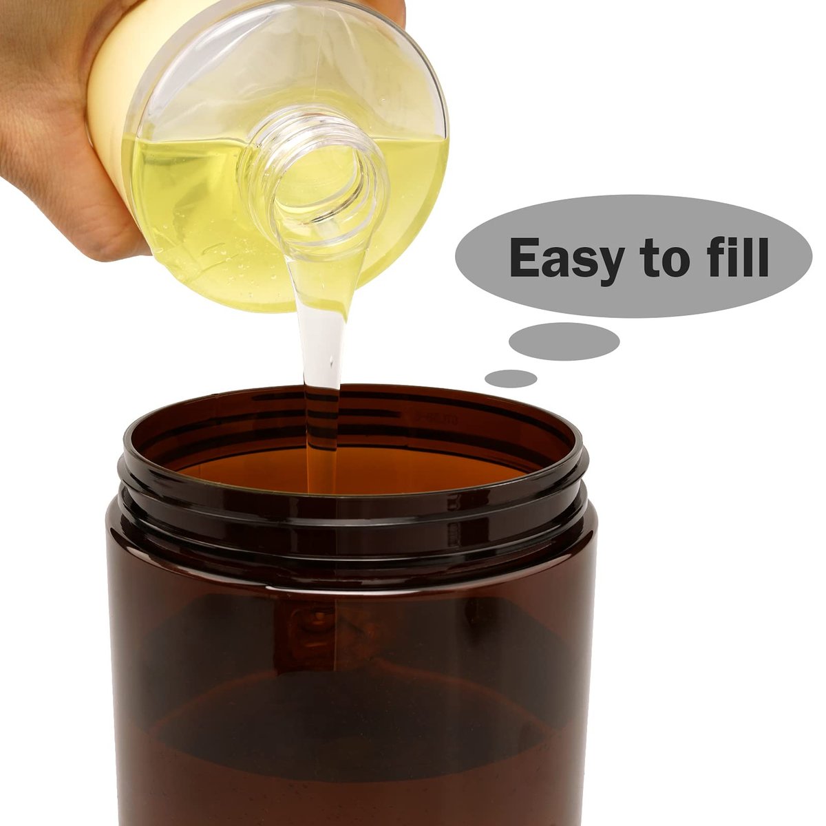 Hethyo 3-Pack 600ml/20oz Refillable Brown Plastic Pump Bottles – BPA-Free Wide Mouth Jar Style Dispensers for Lotion, Shampoo, Conditioner Avelisse
