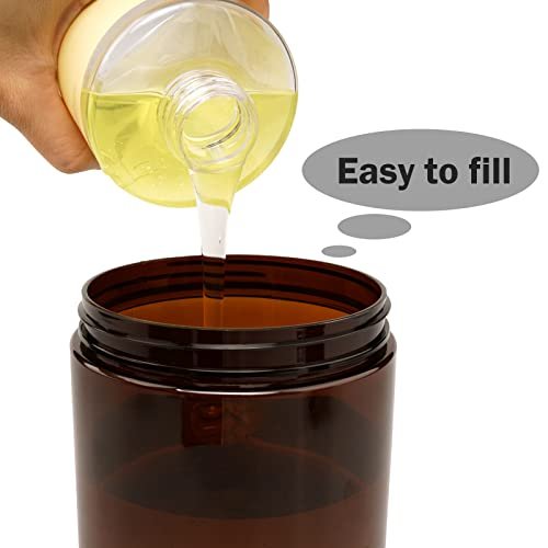 Hethyo 3-Pack 600ml/20oz Refillable Brown Plastic Pump Bottles – BPA-Free Wide Mouth Jar Style Dispensers for Lotion, Shampoo, Conditioner Avelisse