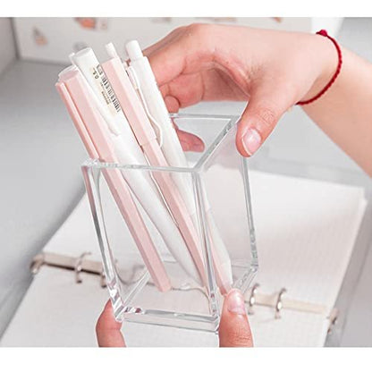 Cerpourt 3-Pack Clear Acrylic Makeup Brush Holder - Minimalist Cosmetic Organizer for Desk, Office, or Vanity
