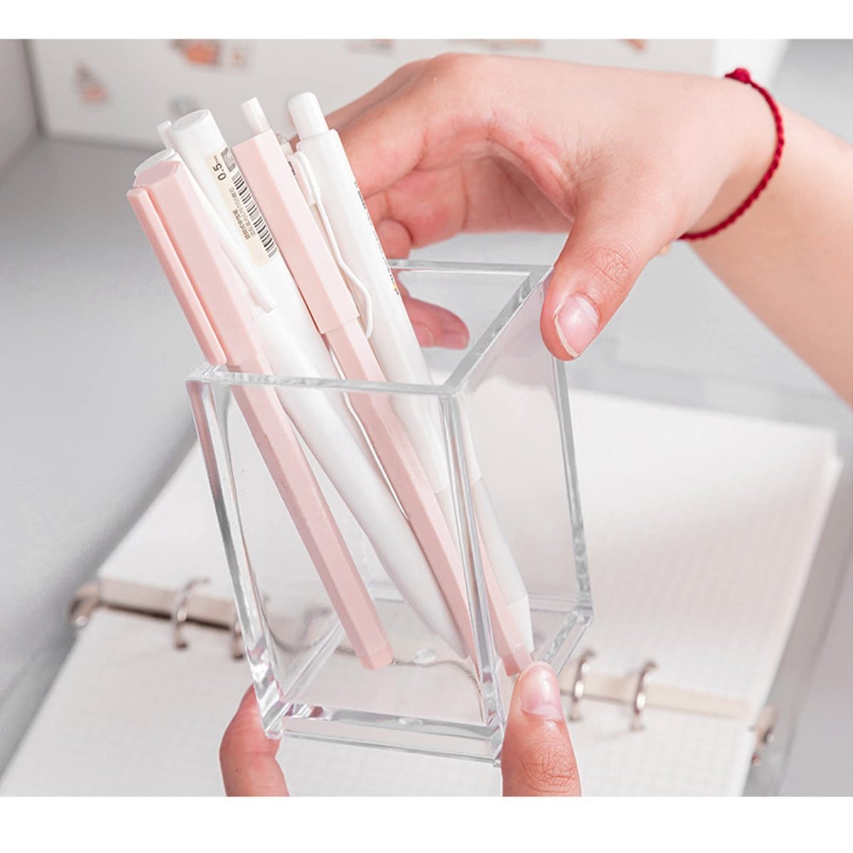 Cerpourt 3-Pack Clear Acrylic Makeup Brush Holder - Minimalist Cosmetic Organizer for Desk, Office, or Vanity - görsel 12