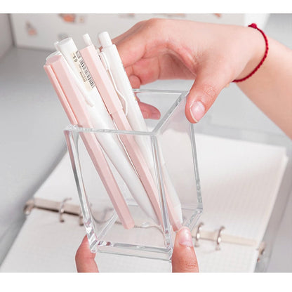 Cerpourt 3-Pack Clear Acrylic Makeup Brush Holder - Minimalist Cosmetic Organizer for Desk, Office, or Vanity