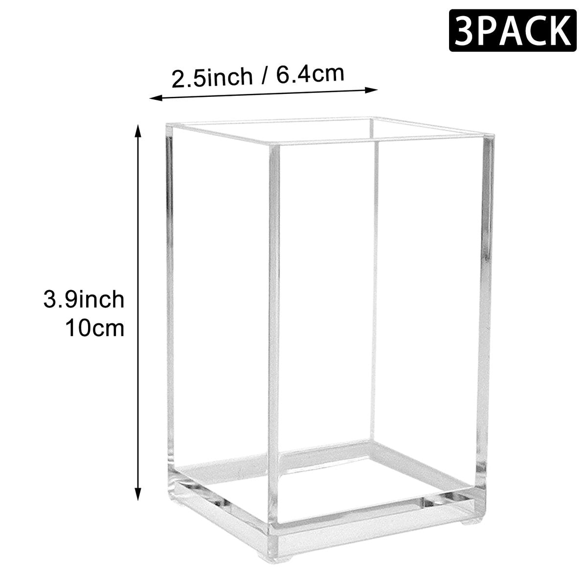 Cerpourt 3-Pack Clear Acrylic Makeup Brush Holder - Minimalist Cosmetic Organizer for Desk, Office, or Vanity - görsel 10
