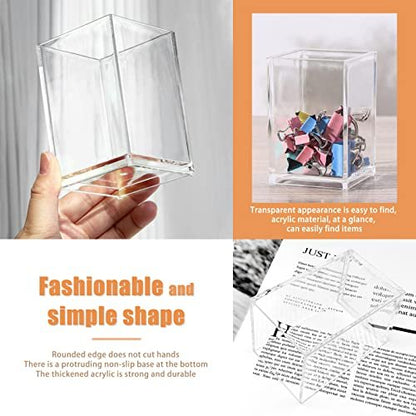 Cerpourt 3-Pack Clear Acrylic Makeup Brush Holder - Minimalist Cosmetic Organizer for Desk, Office, or Vanity