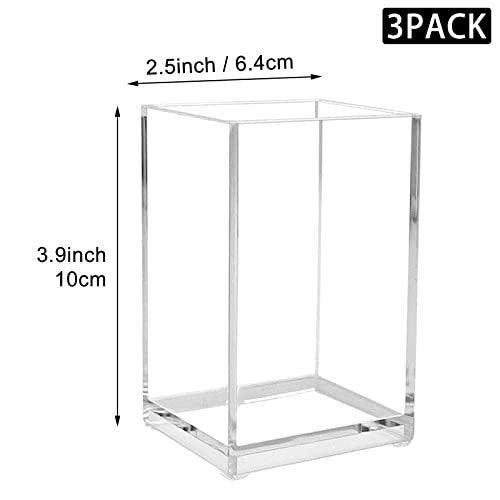 Cerpourt 3-Pack Clear Acrylic Makeup Brush Holder - Minimalist Cosmetic Organizer for Desk, Office, or Vanity - görsel 9