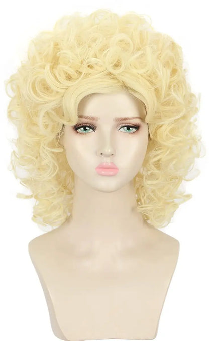 Yuehong Long Curly Blonde Wig - 70s 80s Retro Singer Cosplay Costume Hair Heat Resistant Synthetic Wig for Women Avelisse