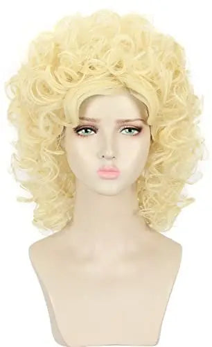 Yuehong Long Curly Blonde Wig - 70s 80s Retro Singer Cosplay Costume Hair Heat Resistant Synthetic Wig for Women Avelisse