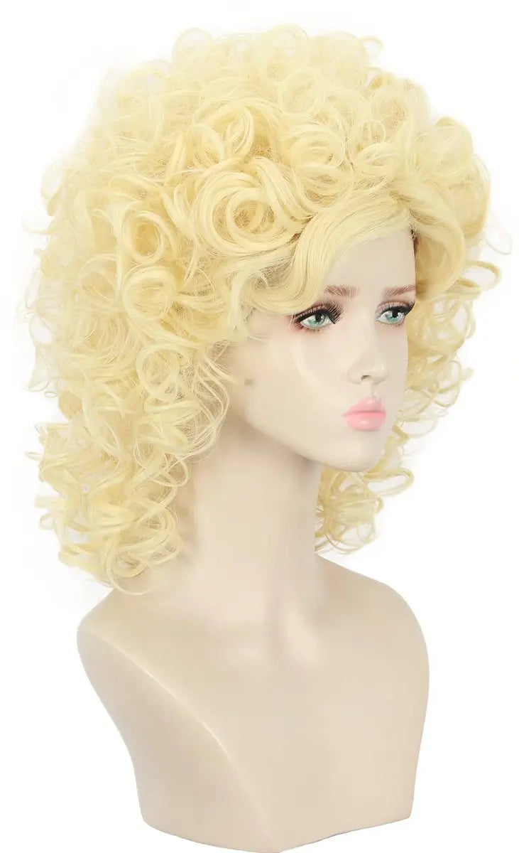 Yuehong Long Curly Blonde Wig - 70s 80s Retro Singer Cosplay Costume Hair Heat Resistant Synthetic Wig for Women Avelisse