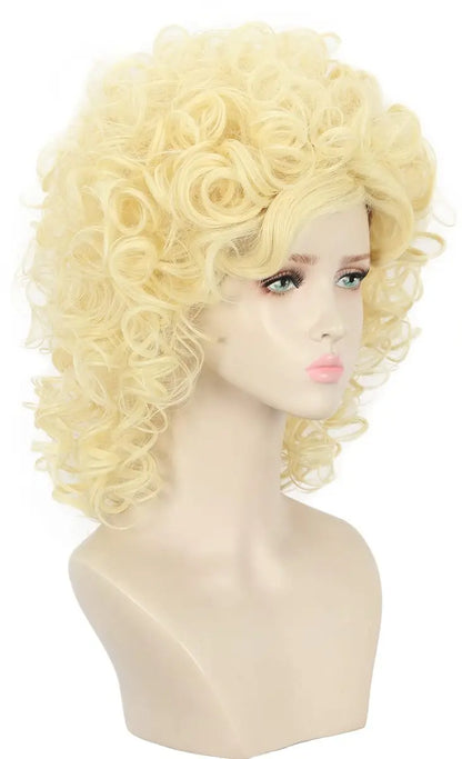 Yuehong Long Curly Blonde Wig - 70s 80s Retro Singer Cosplay Costume Hair Heat Resistant Synthetic Wig for Women Avelisse