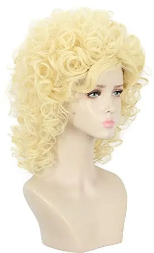 Yuehong Long Curly Blonde Wig - 70s 80s Retro Singer Cosplay Costume Hair Heat Resistant Synthetic Wig for Women Avelisse