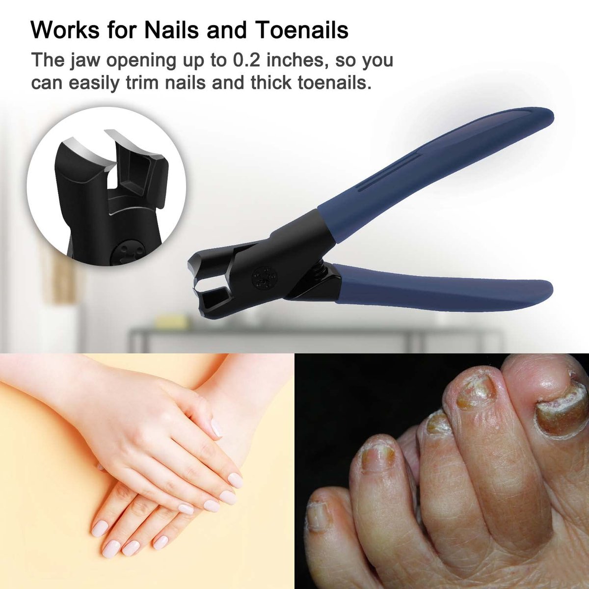 Hawgiman Nail Clippers for Men – Toenail Clippers for Thick Nails, Stainless Steel Fingernail Clipper for Adults & Seniors, Blue - görsel 6