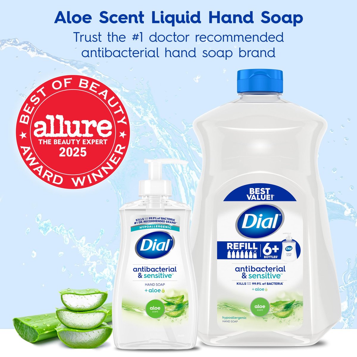 Dial Antibacterial Defense Liquid Hand Soap + Aloe, Aloe Scent, 11 Fl Oz (Pack of 12), Dermatologist-Tested Hand Wash, Gentle Formula Avelisse