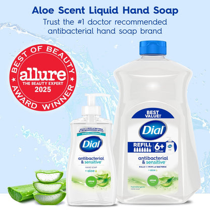 Dial Antibacterial Defense Liquid Hand Soap + Aloe, Aloe Scent, 11 Fl Oz (Pack of 12), Dermatologist-Tested Hand Wash, Gentle Formula Avelisse