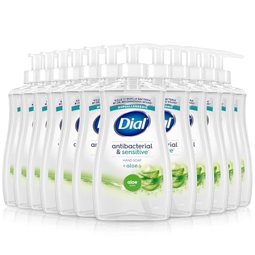 Dial Antibacterial Defense Liquid Hand Soap + Aloe, Aloe Scent, 11 Fl Oz (Pack of 12), Dermatologist-Tested Hand Wash, Gentle Formula Avelisse
