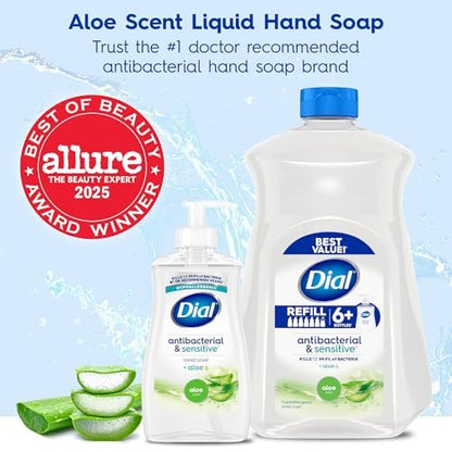 Dial Antibacterial Defense Liquid Hand Soap + Aloe, Aloe Scent, 11 Fl Oz (Pack of 12), Dermatologist-Tested Hand Wash, Gentle Formula Avelisse