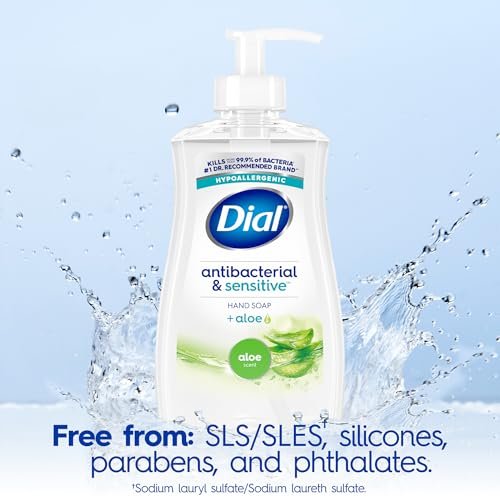 Dial Antibacterial Defense Liquid Hand Soap + Aloe, Aloe Scent, 11 Fl Oz (Pack of 12), Dermatologist-Tested Hand Wash, Gentle Formula Avelisse