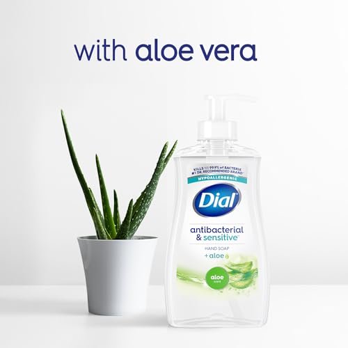 Dial Antibacterial Defense Liquid Hand Soap + Aloe, Aloe Scent, 11 Fl Oz (Pack of 12), Dermatologist-Tested Hand Wash, Gentle Formula Avelisse