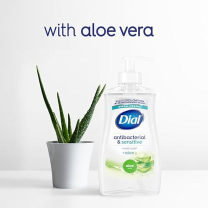 Dial Antibacterial Defense Liquid Hand Soap + Aloe, Aloe Scent, 11 Fl Oz (Pack of 12), Dermatologist-Tested Hand Wash, Gentle Formula Avelisse