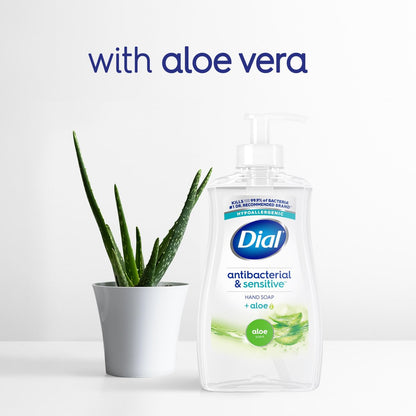 Dial Antibacterial Defense Liquid Hand Soap + Aloe, Aloe Scent, 11 Fl Oz (Pack of 12), Dermatologist-Tested Hand Wash, Gentle Formula Avelisse