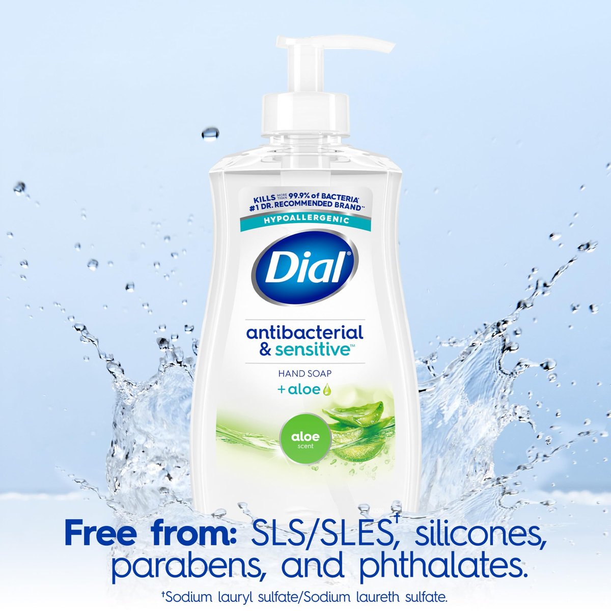 Dial Antibacterial Defense Liquid Hand Soap + Aloe, Aloe Scent, 11 Fl Oz (Pack of 12), Dermatologist-Tested Hand Wash, Gentle Formula Avelisse