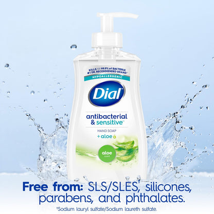 Dial Antibacterial Defense Liquid Hand Soap + Aloe, Aloe Scent, 11 Fl Oz (Pack of 12), Dermatologist-Tested Hand Wash, Gentle Formula Avelisse